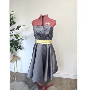 Coral Bridal - strapless dress - Silver and yellow band accent